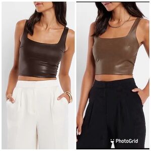 Set of 2 faux leather crop top (body contour)